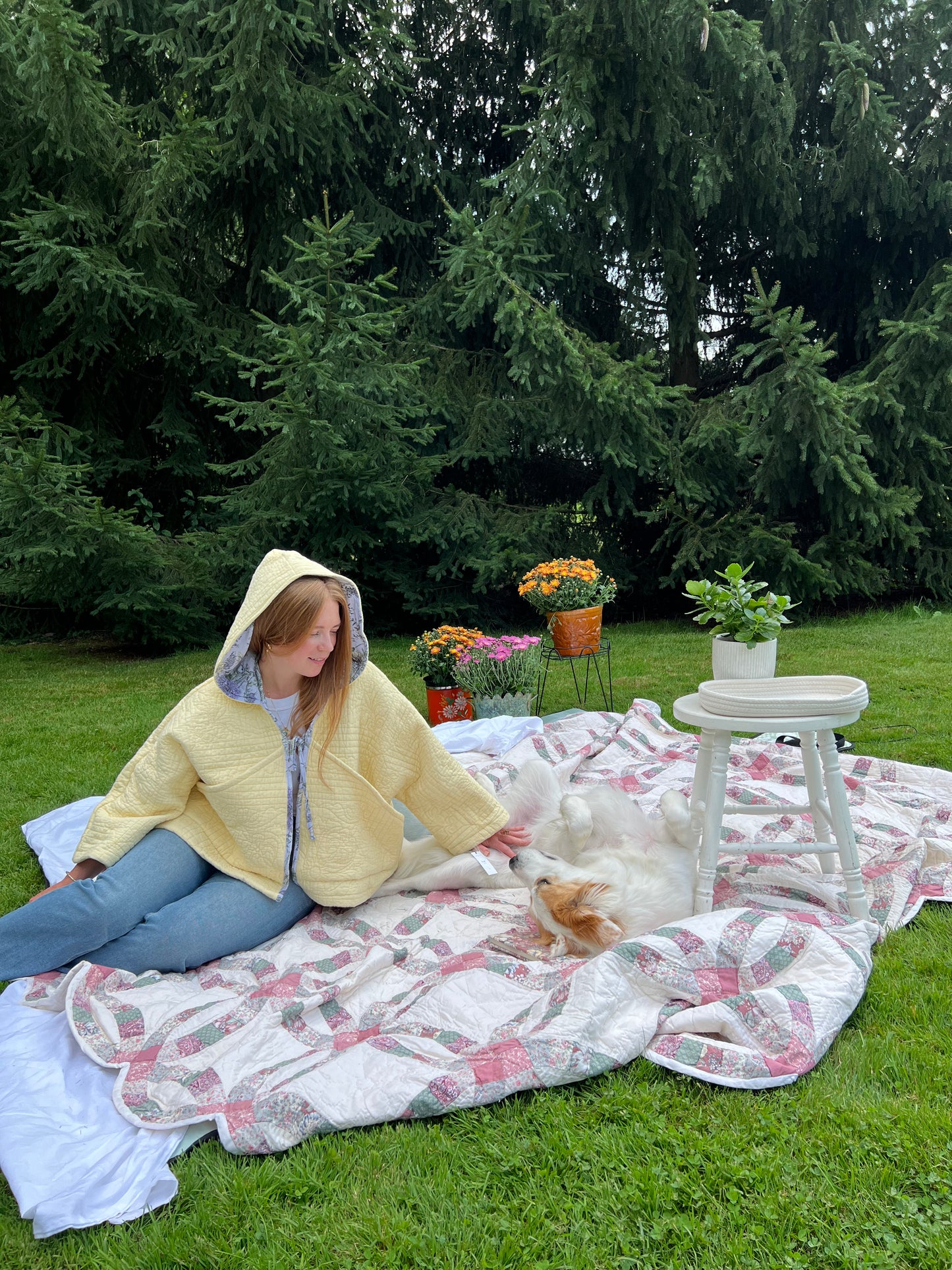 Butter Hooded Quilt Coat