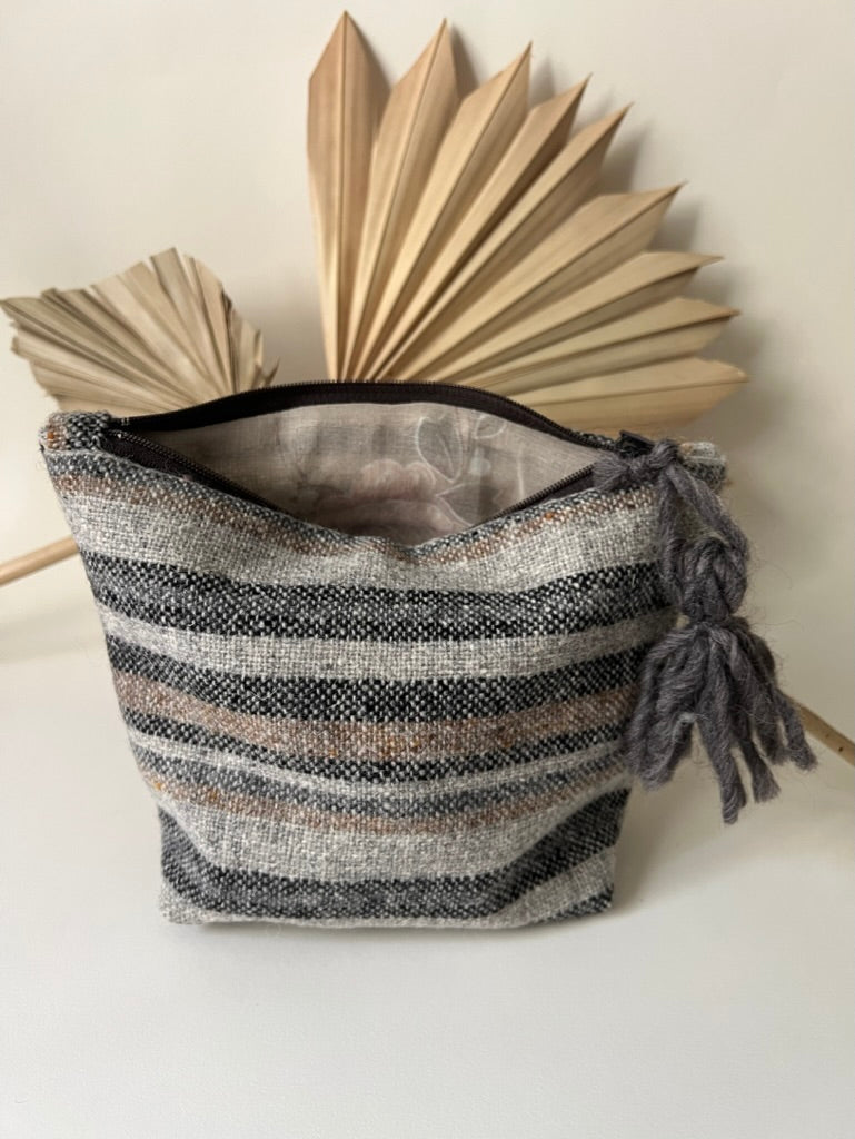 Tall Tweed Makeup Bag